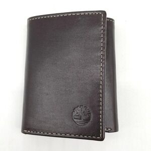 Timberland Mens Brown Trifold Leather Wallet ID Holder Classic Preppy Minimalist